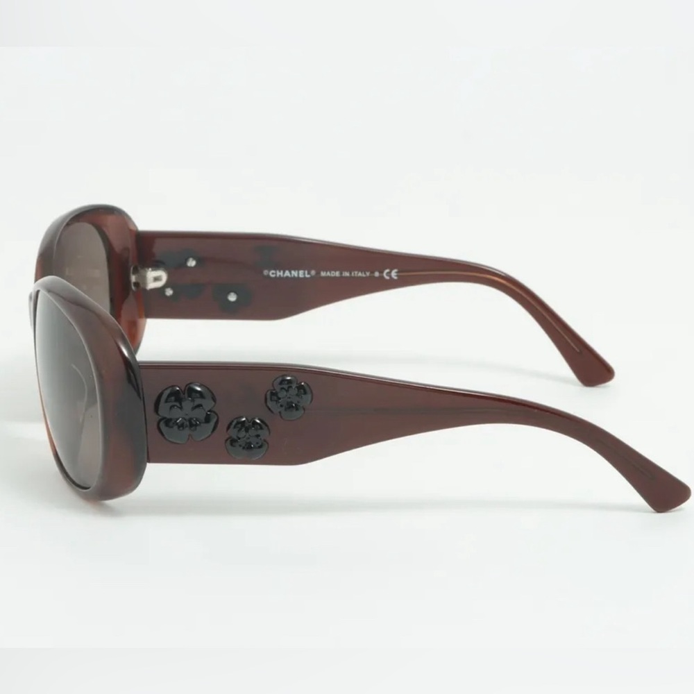 Chanel Coco Mark CC Camila Sunglasses Brown With Black Flowers 5113A - Picture 3 of 5